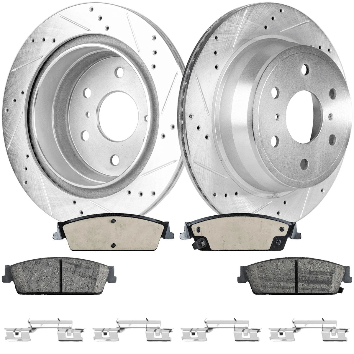 Disc Brake & Pad Kit for Chevy Silverado 1500 (2007–2013) Rear LH RH Cross-drilled