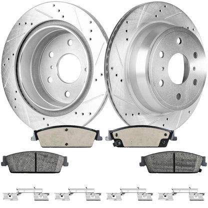 Disc Brake & Pad Kit for Chevy Silverado 1500 (2007–2013) Rear LH RH Cross-drilled