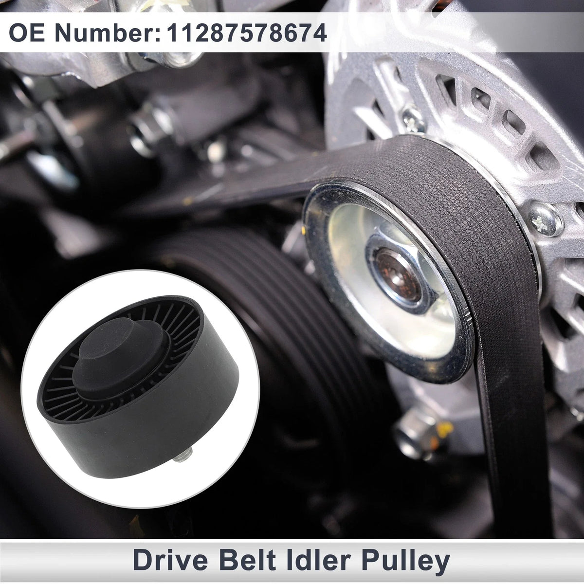 Drive Belt Idler Pulley for BMW Series 3 (2008–2012) No. 11287578674 Black