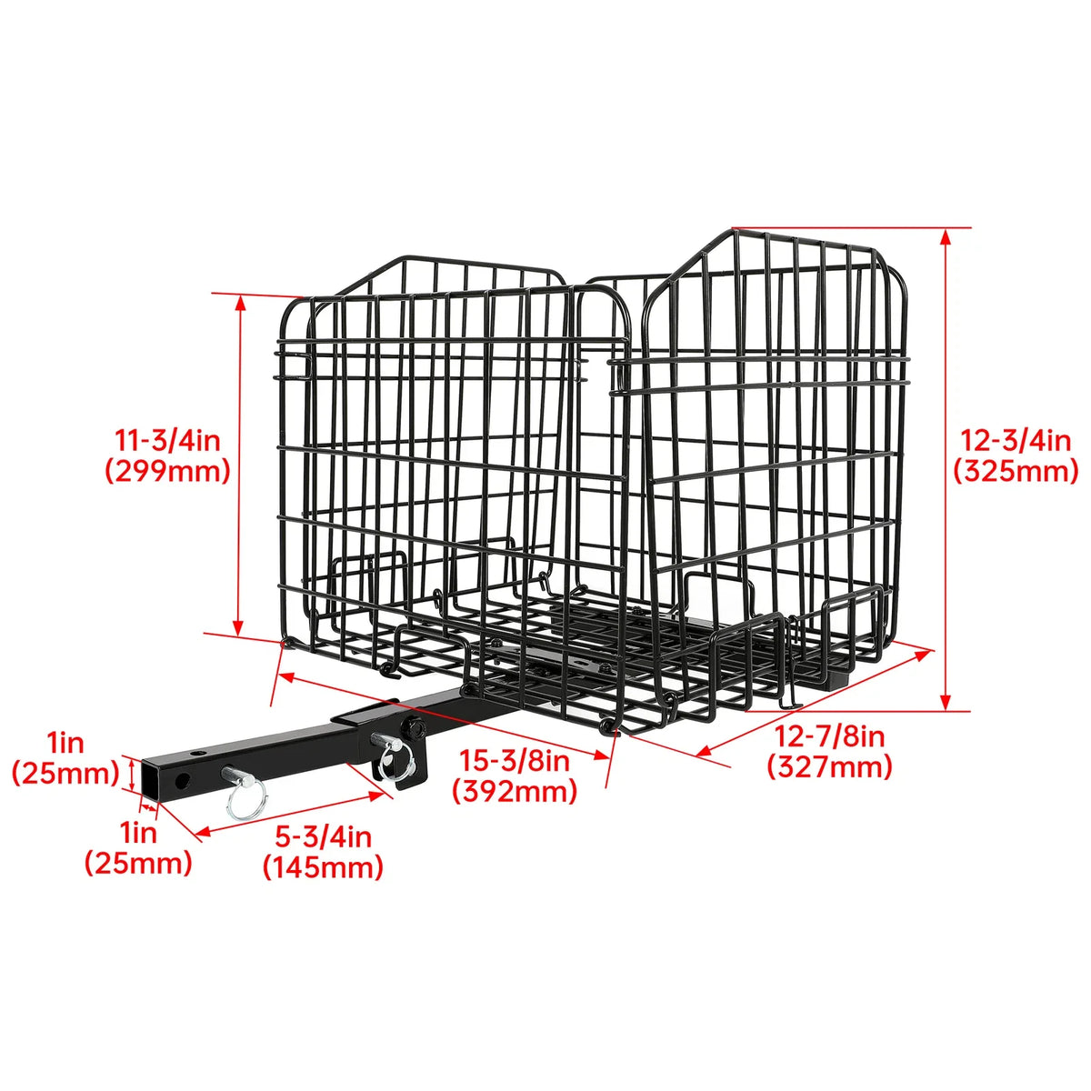 Folding Rear Basket for Mobility Scooters Power Chairs (1" Hitch Receiver)