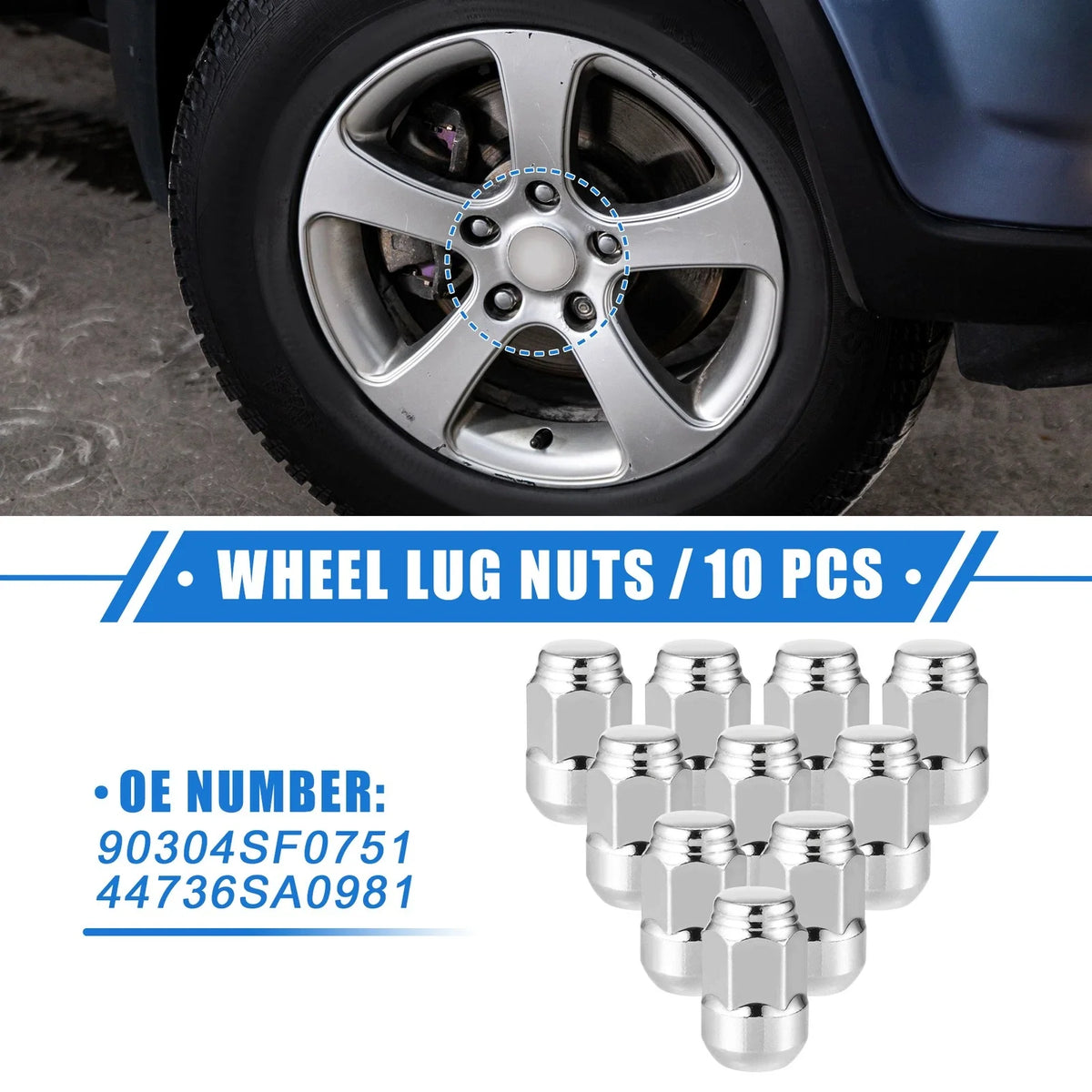 10 Pcs Wheel Lug Nuts for Honda CR-V (M12x1.5)