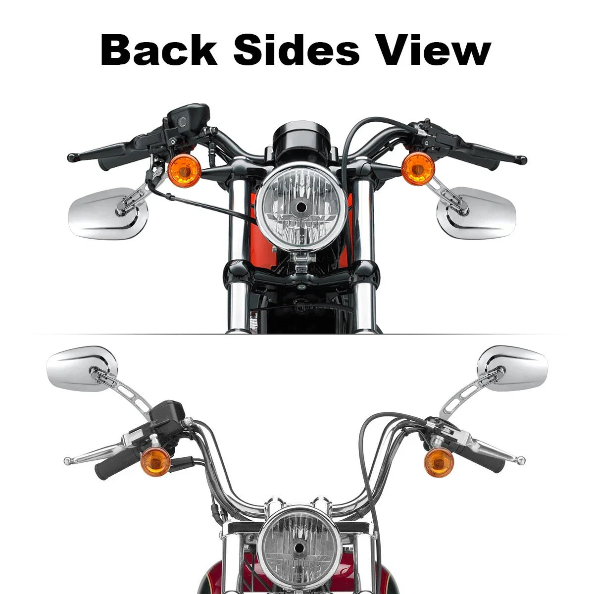 8mm Chrome Rear View Mirrors for Harley Touring Road King Electra Glide