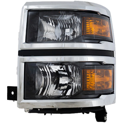 Left Headlight for Chevrolet Silverado 1500 (2014–2015) Halogen Chrome CAPA