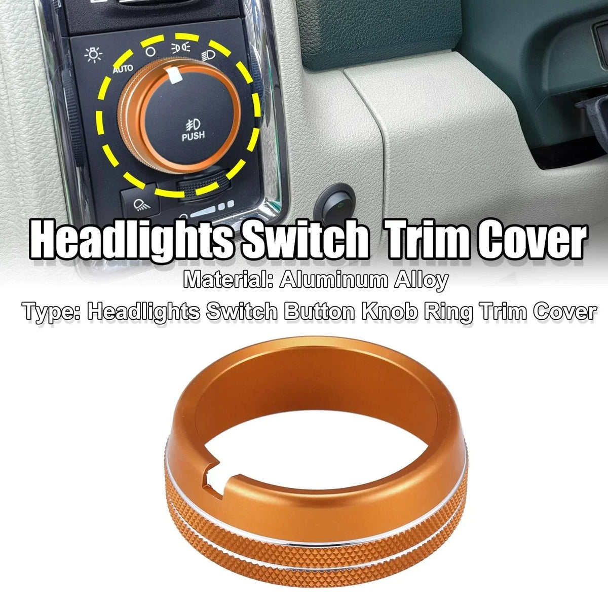 Headlight Switch Trim Cover Button in Orange for Dodge Ram 2010-2017
