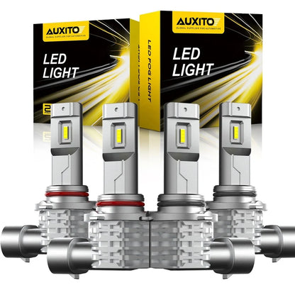 9005 9006 LED Headlight Bulbs Set (4) by AUXITO for High Low Beam