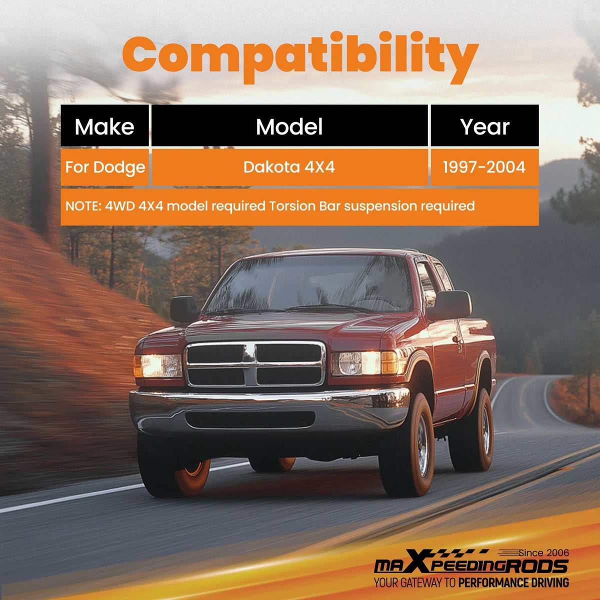 3" Lift Kit for Dodge Dakota 4X4 (1997–2004) Shocks Blocks Keys
