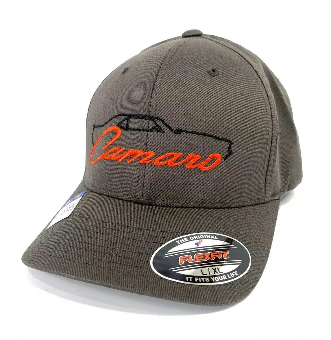 Chevy Camaro Hat Cap Gray Black Silhouette Script Emblem (2010–2015)