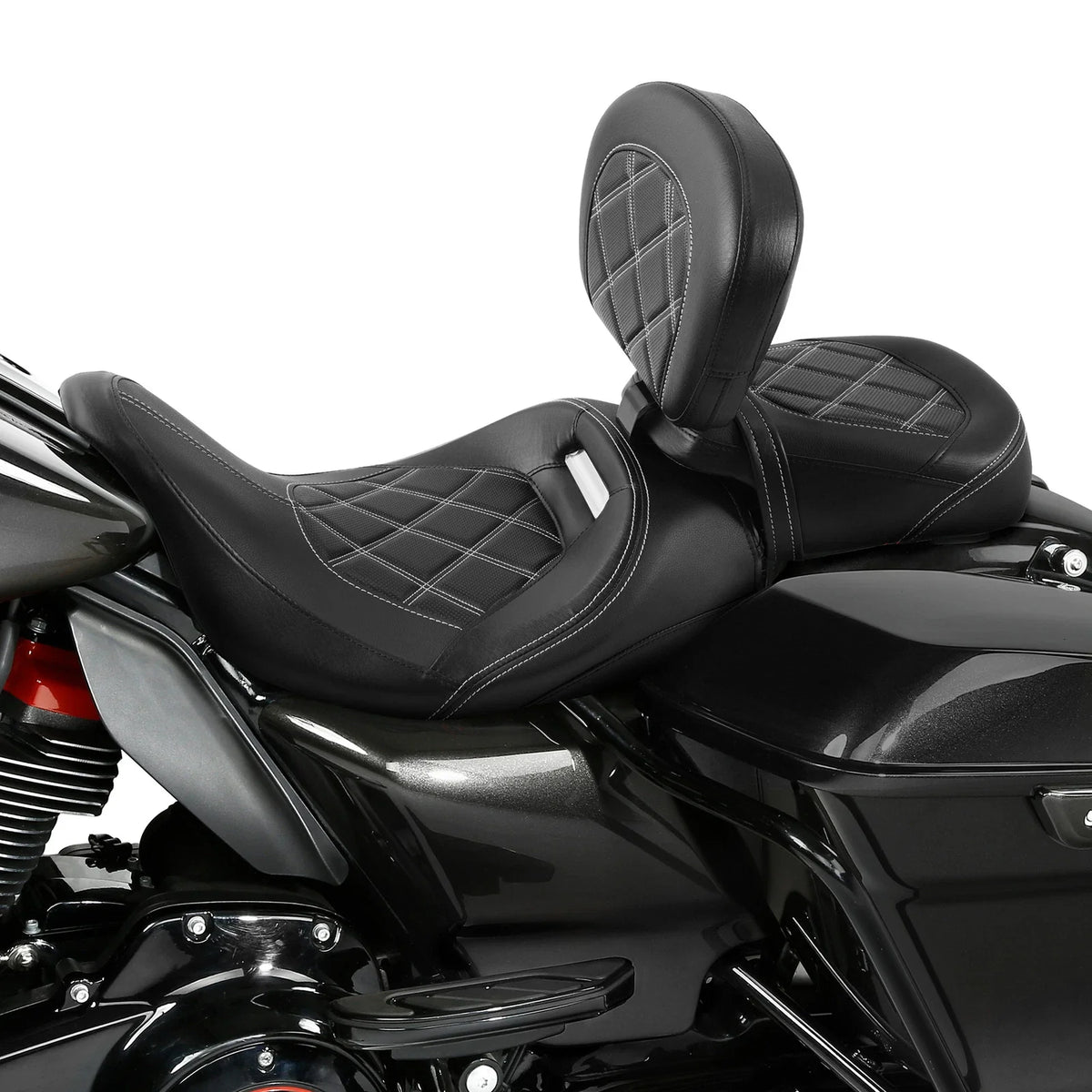 Low-Profile Seat & Backrest for Harley Touring (2009–2023) Black