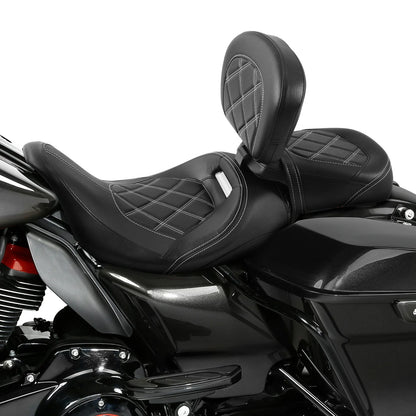 Low-Profile Seat & Backrest for Harley Touring (2009–2023) Black