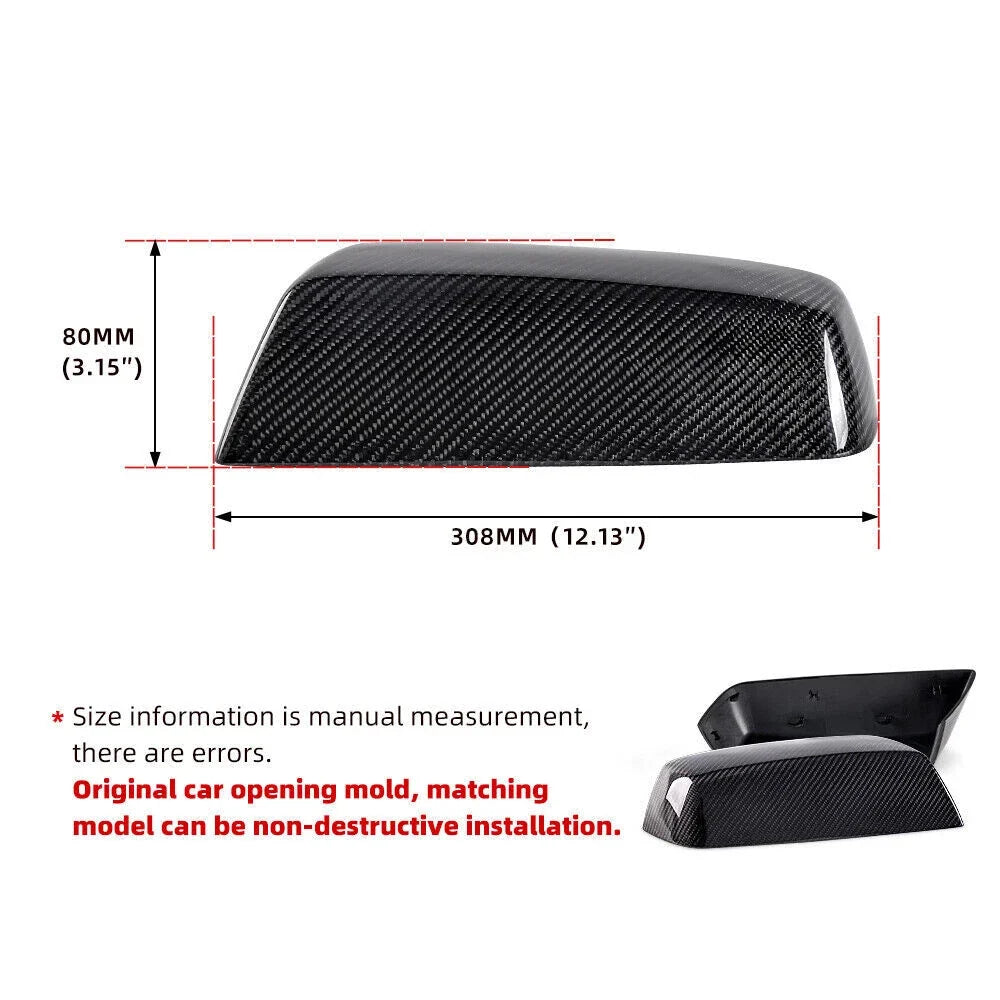 Set of 2 Glossy Carbon Fiber Mirror Caps for GMC Sierra Silverado 2014-2019