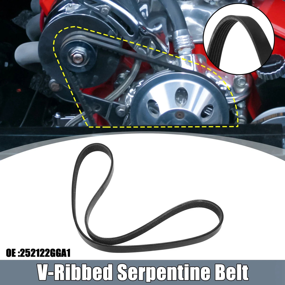 V-Ribbed Serpentine Drive Belt No. 252122GGA1 for Hyundai Santa Fe (2016–2020)