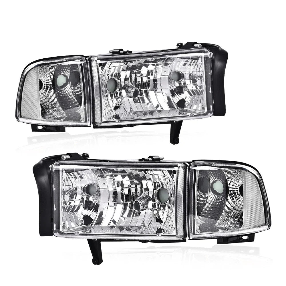 Chrome Clear Corner Headlights Assembly for Dodge Ram 1500 2500 3500 (1994–2002)