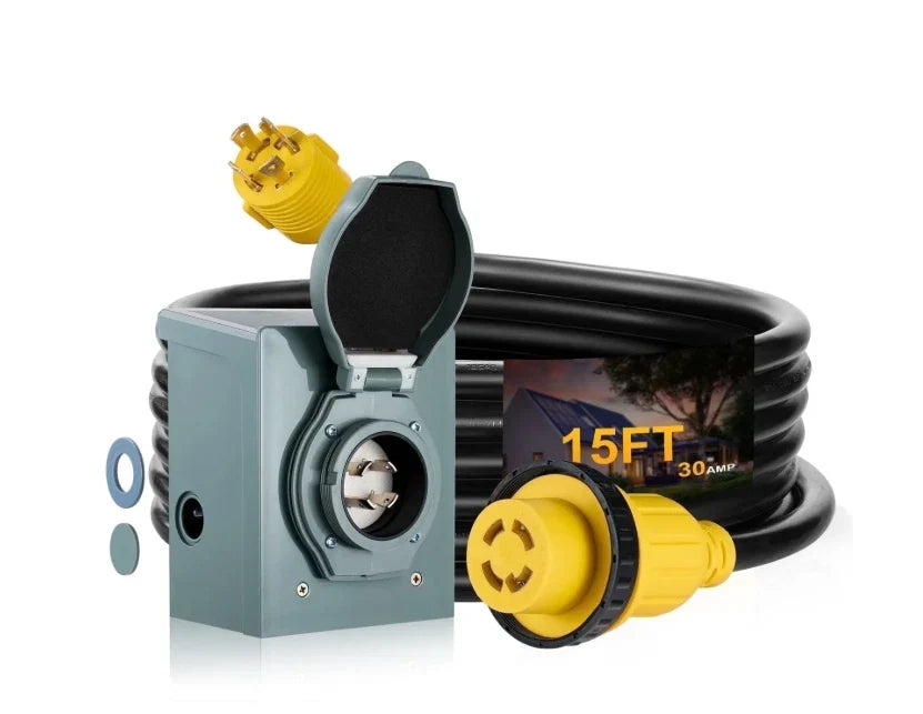 15 FT 30A RV Extension Cord with Inlet Box