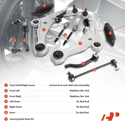 Sway Bar and Control Arm Ball Joint Kit - 12Pcs for Nissan