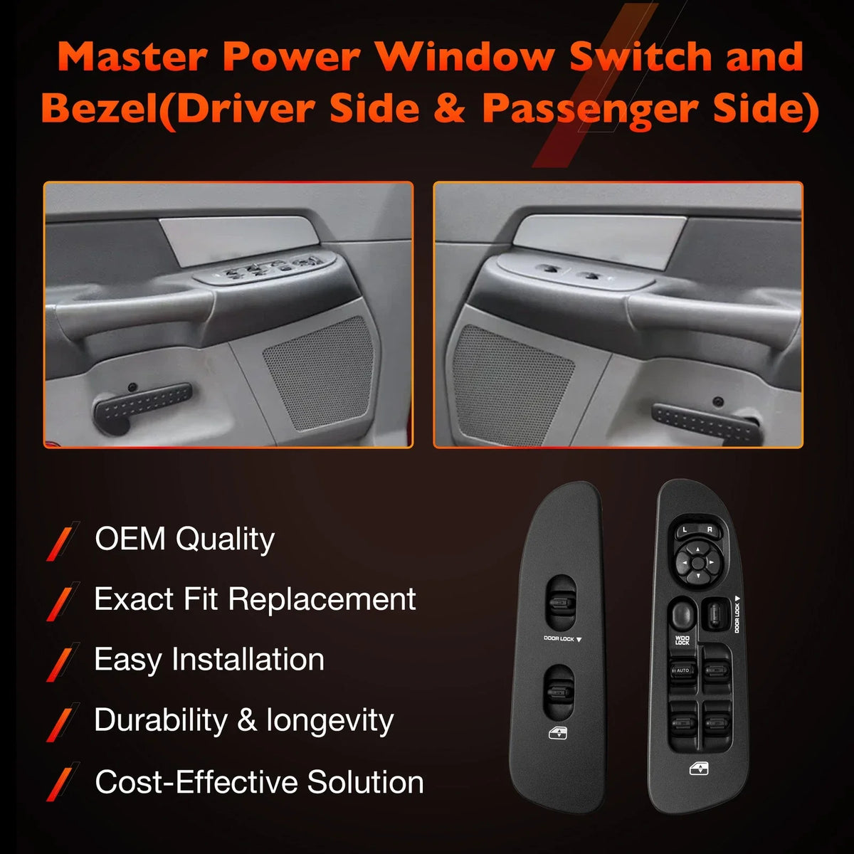 Power Door Window Lock Mirror Switch Set for Dodge Ram 1500 (2001–2009)