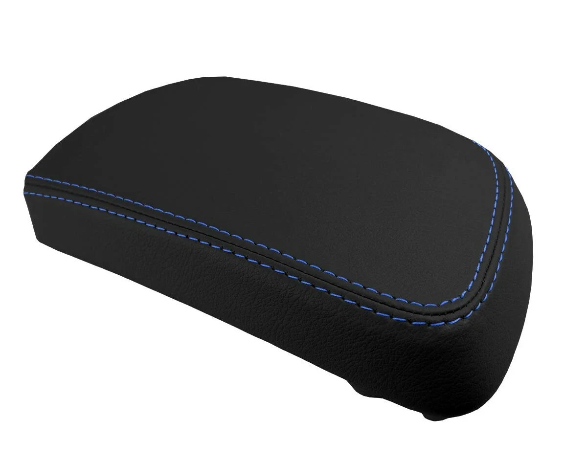 Console Lid Pull Over Cover Leather for Toyota Yaris (2008–2011) Blue Stitch