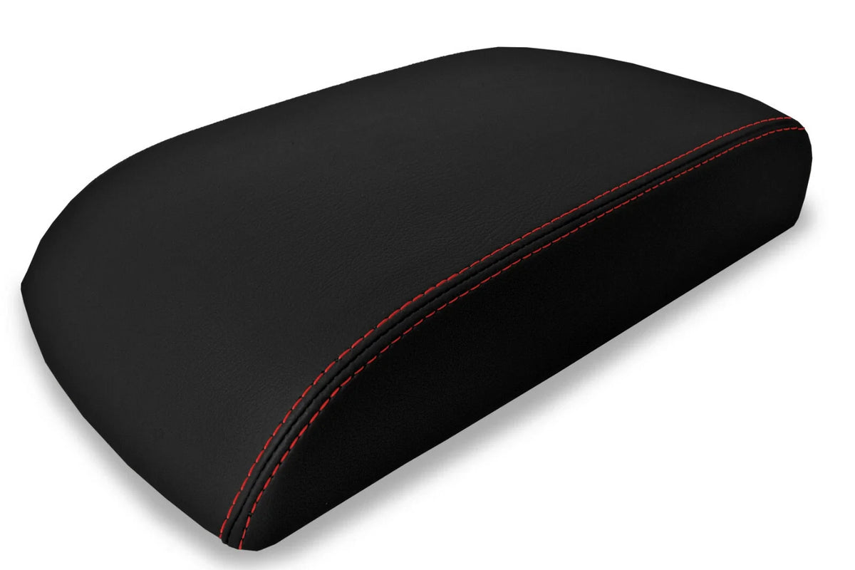 Leather Console Lid Armrest Cover for Ford Explorer Limited (2011–2019) Red Stitch