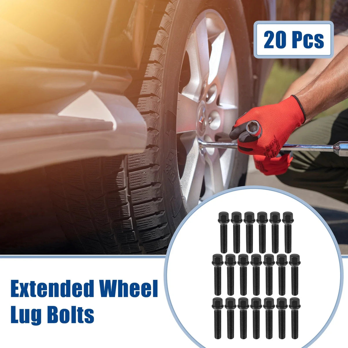 20pcs M14x1.5 Extended Wheel Lug Bolts Ball Seat 65mm Shank for VW Audi 