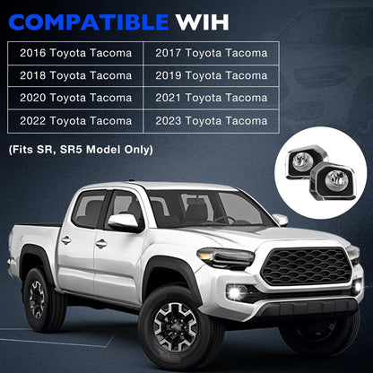 Fog Light Kit with Chrome Trim for 2016-2023 Toyota Tacoma