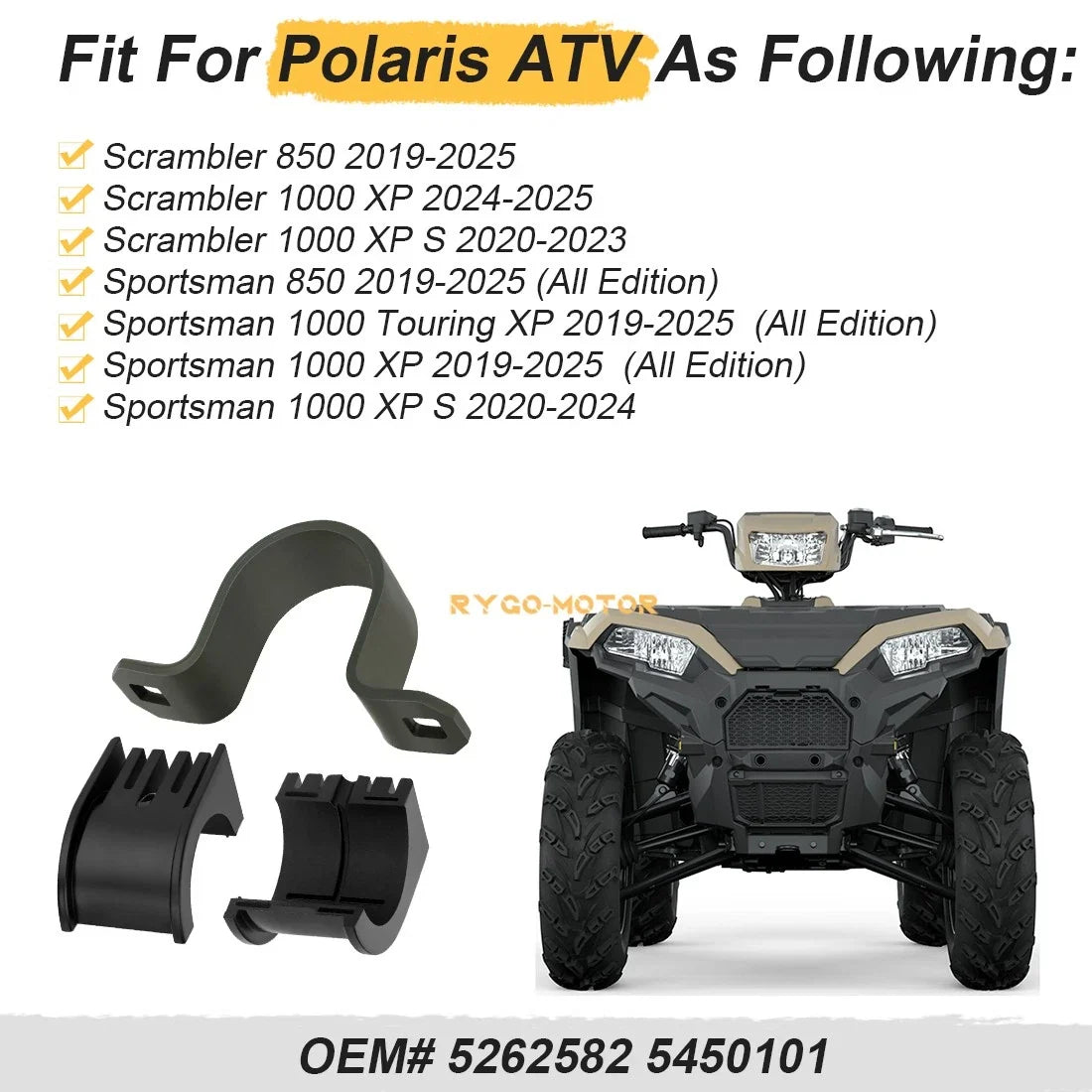 Brackets for Sway Bar Bushing Strap, Polaris Scrambler 1000 850 2014-2023