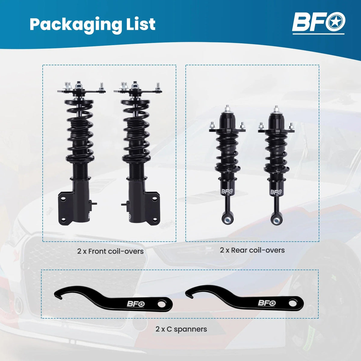 Lowering Kit Adjustable Coilovers Struts for Mitsubishi Lancer 2002-2006