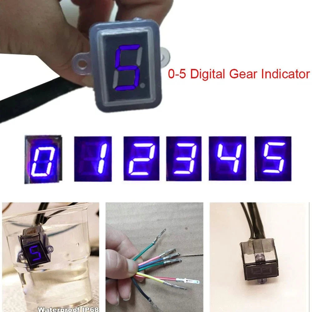 Blue LED Digital Gear Indicator Light for Universal Motorcycle