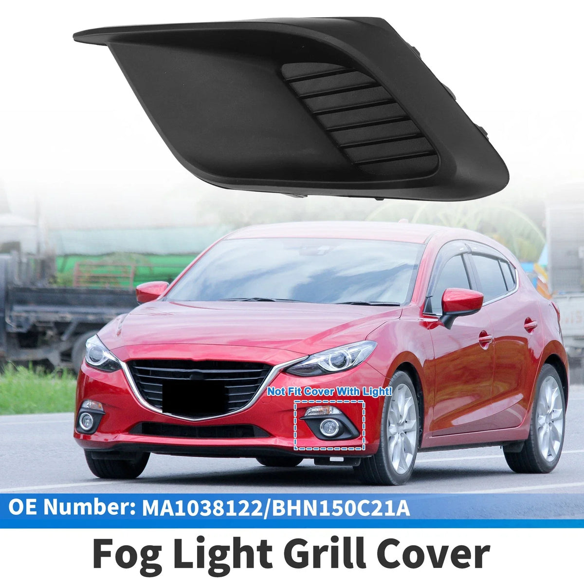 Front Left Fog Light Grill No.MA1038122 for Mazda 3 (2014–2016) Black ABS