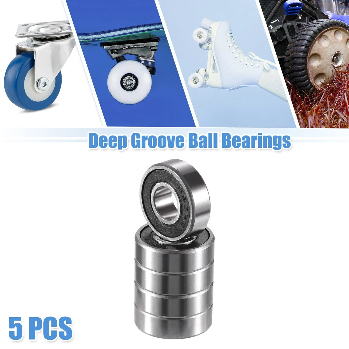 5 Pcs 698-2RS Deep Groove Ball Bearings for Auto (8x19x6mm)