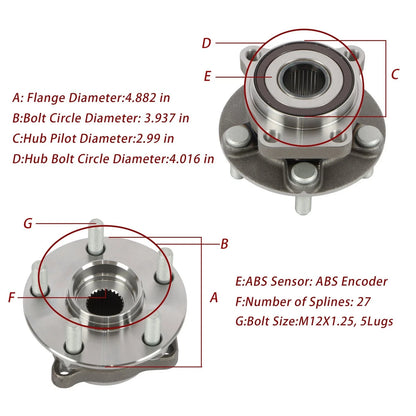 Front Wheel Bearing and Hub Assembly w/ ABS for Subaru Outback Legacy (2005–2014)