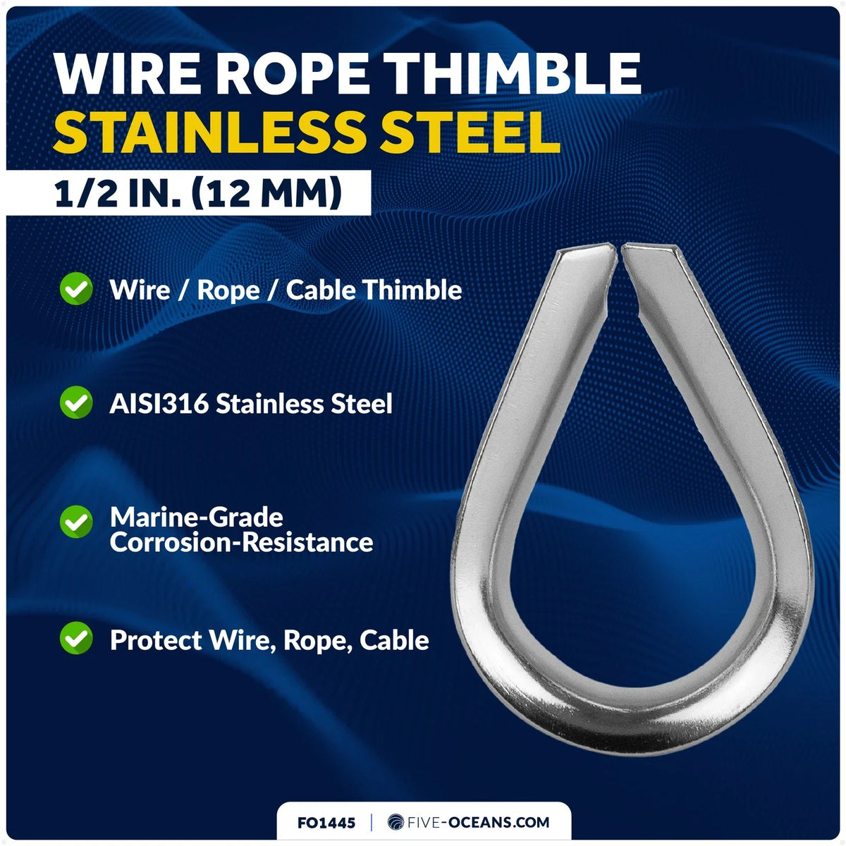Stainless Steel Thimble for 1/2-Inch Wire Rope Cable (FO1445)