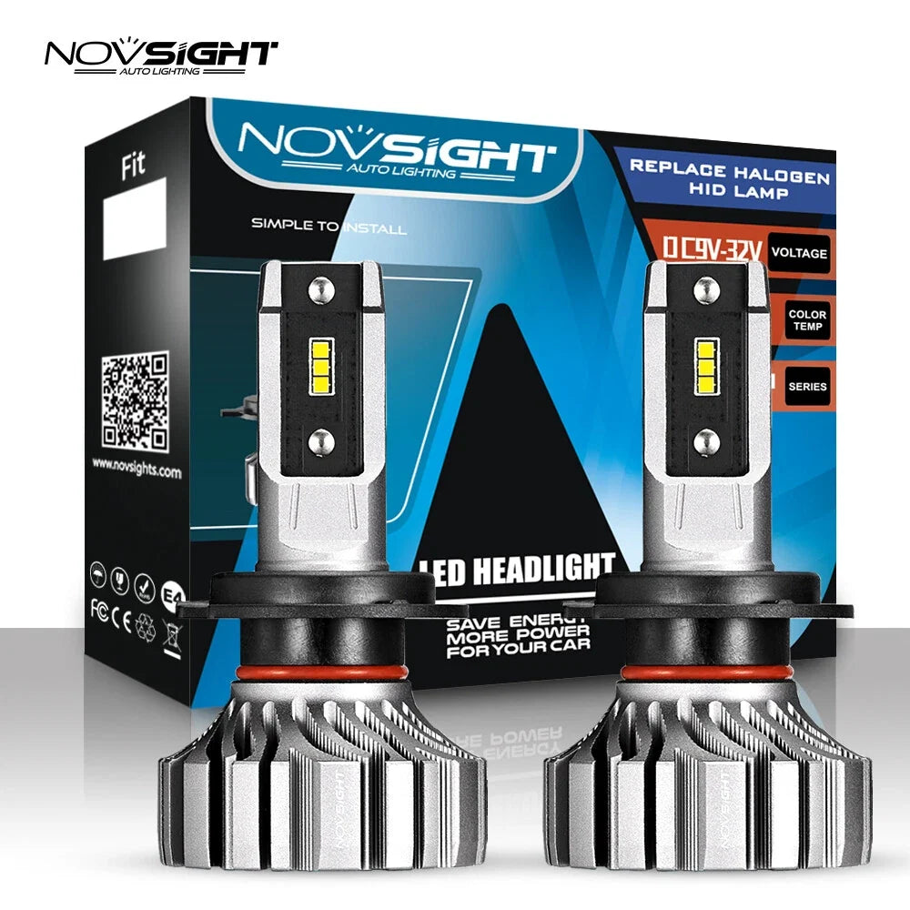 NOVSIGHT H7 LED Headlight Bulbs (2X) - 200% Bright, 20000LM, 6500K