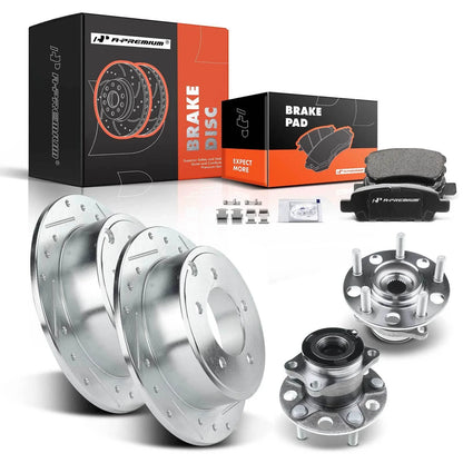Set of 8 Rear Drilled Brake Rotors & Pads for Jeep Compass Patriot (2007–2017)