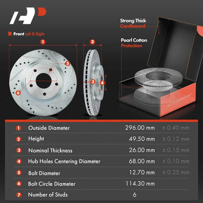 Ceramic Pads and Front Drilled Brake Rotors for 2014-2019 Nissan Altima