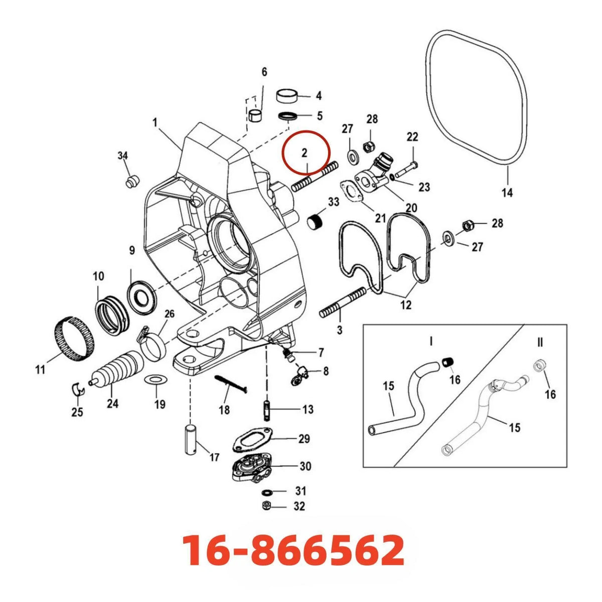 Stud Kit for Mercury-Mercruiser (16-866562, 16-56296)