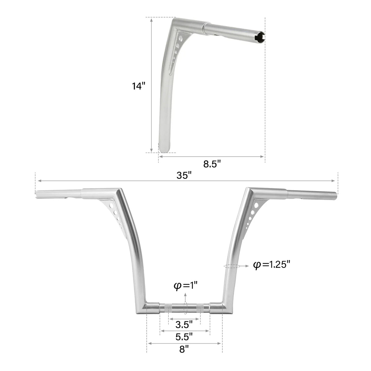 14" Fat Handlebar Hanger 1 1/4" for Harley FLST FXST Dyna