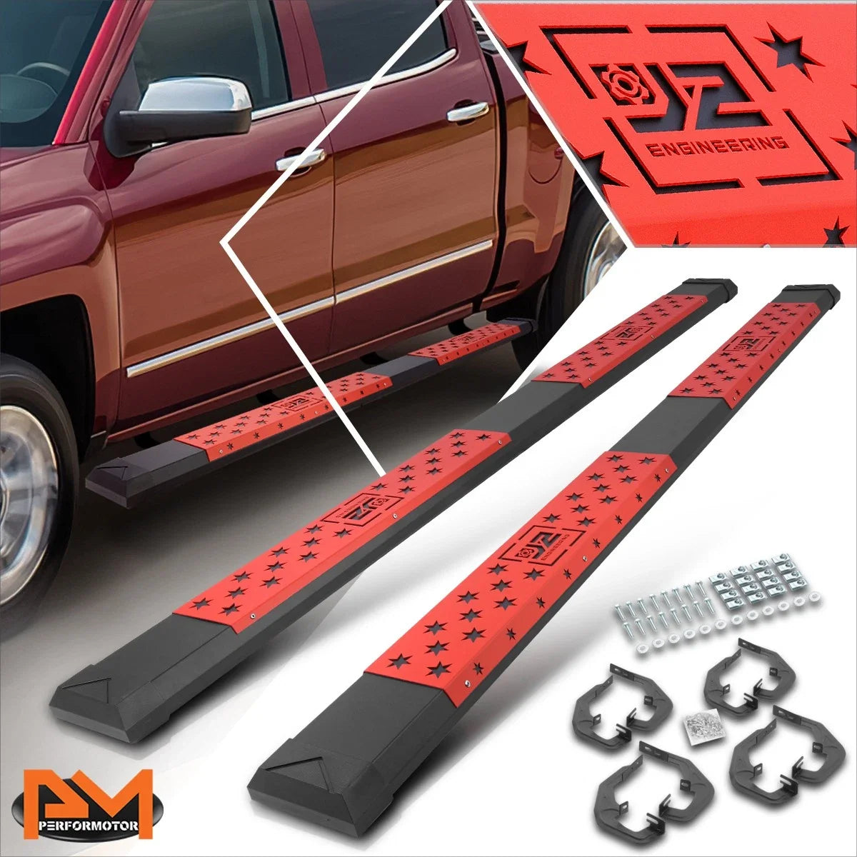 6" J2 Powdercoated Running Boards (Set of 2) for Silverado/Sierra 2007-2019
