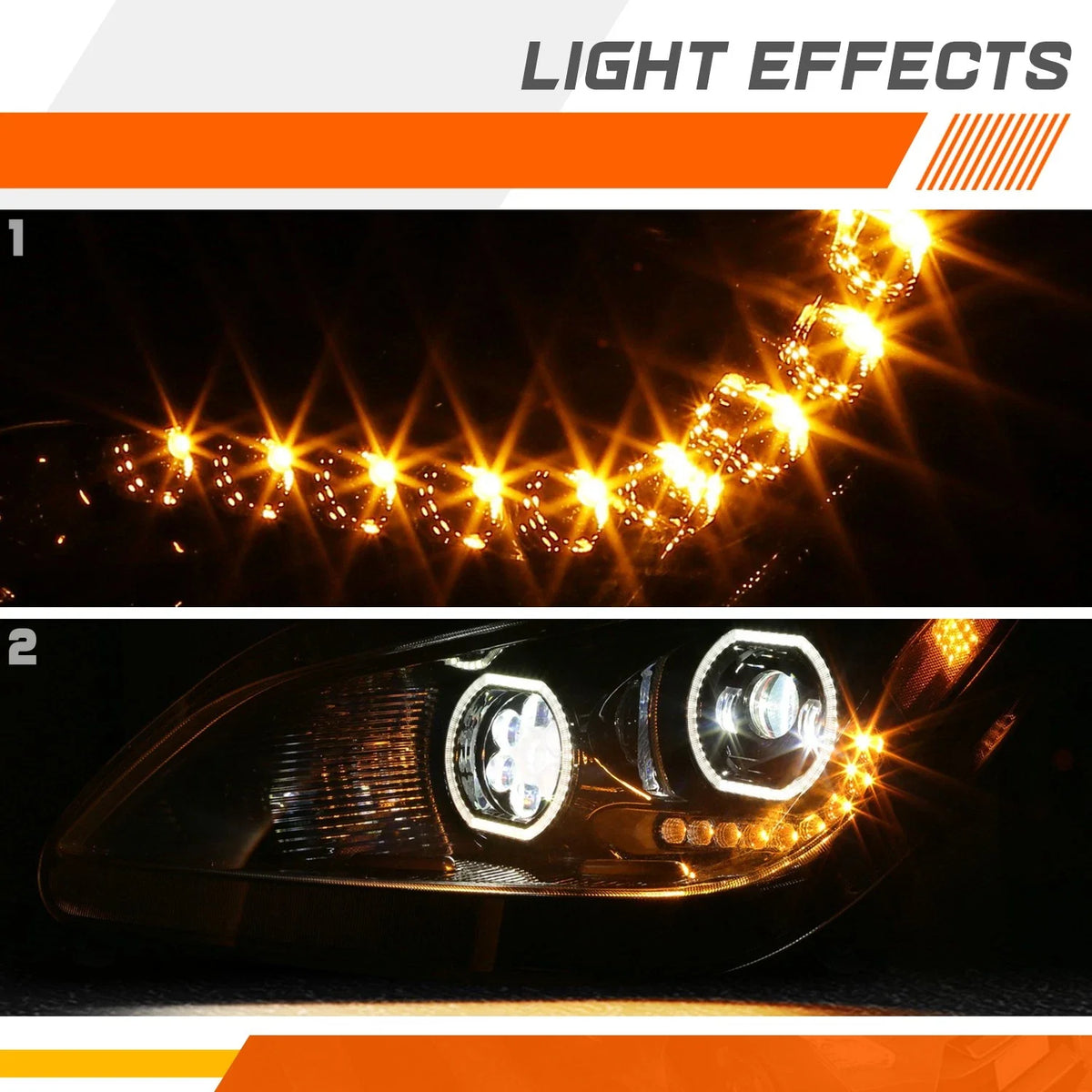 LED DRL Projector Headlights with Halo Ring for Kenworth T680 2022-2025