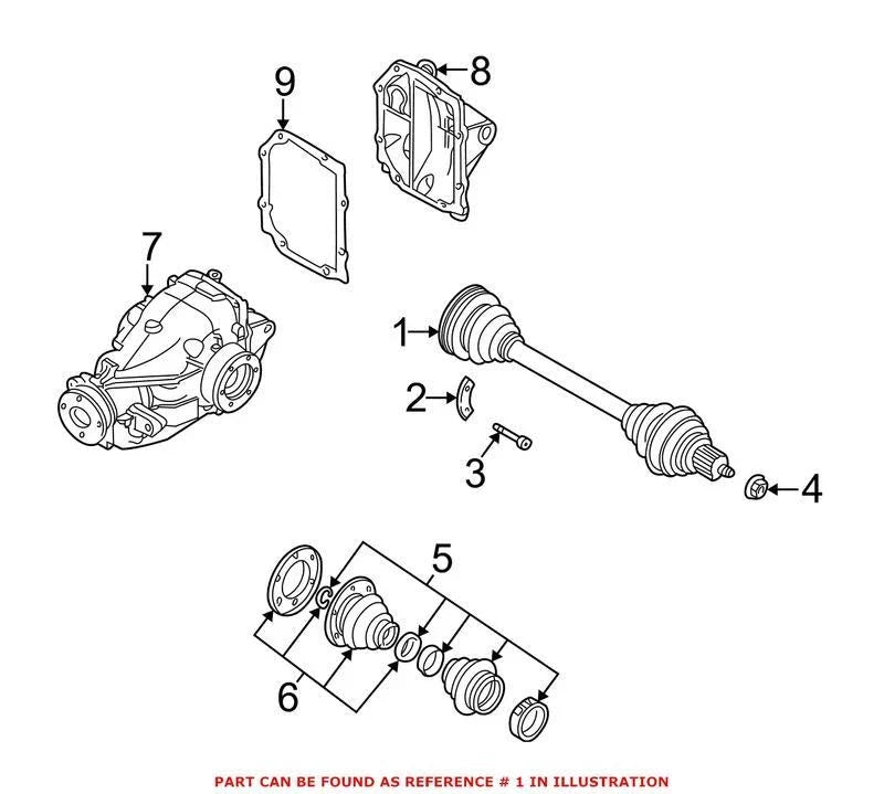 Genuine OEM Rear Right CV Axle Assembly 33217529914 for BMW
