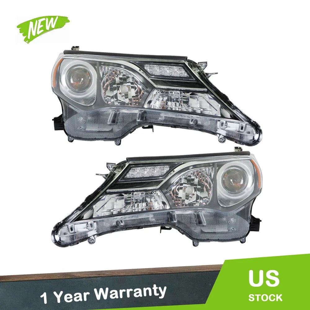 Set of 2 Front Headlight Assemblies for Toyota RAV4 (2013–2015) Clear Lens