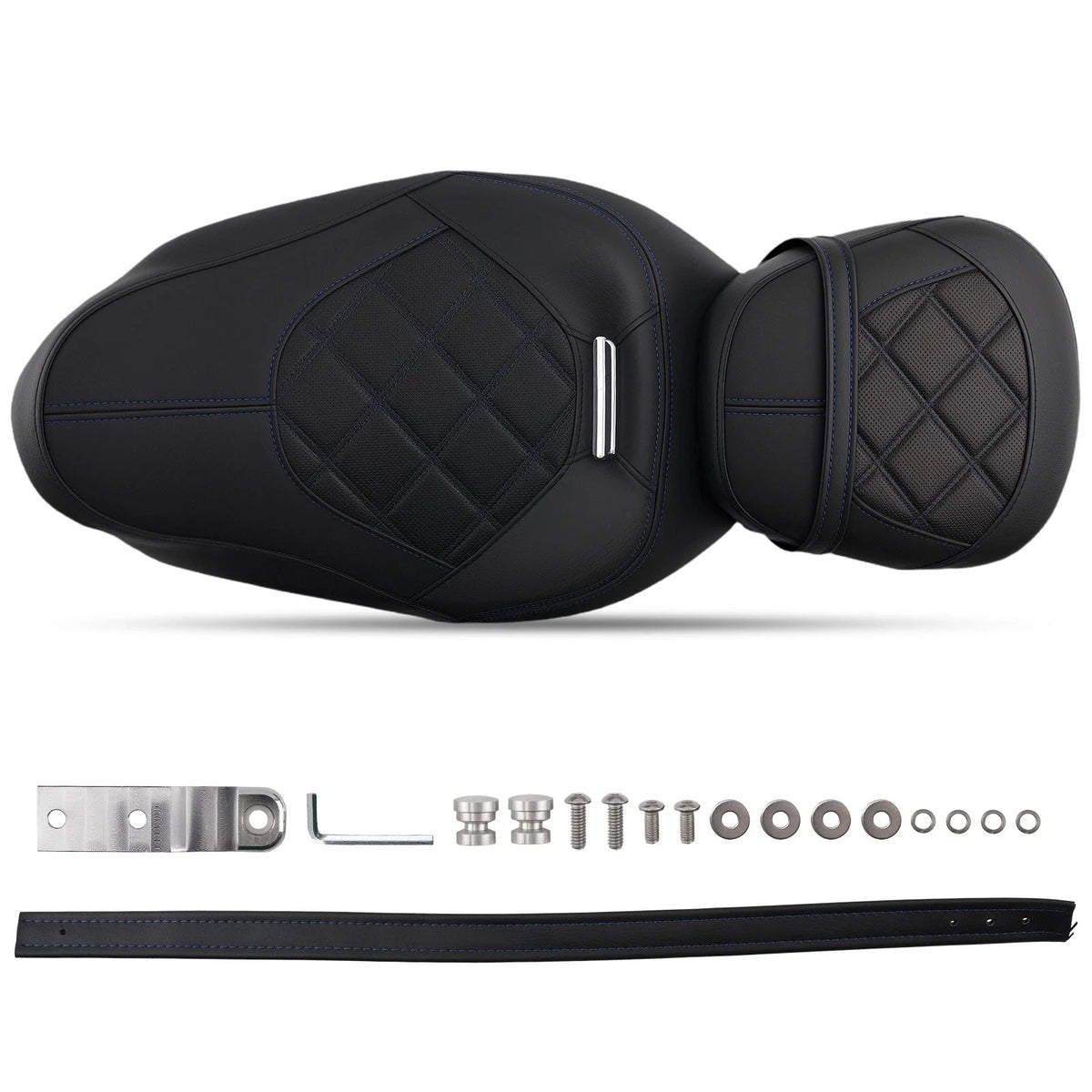 Black Blue Leather Seats for Harley Touring (2009–2024)