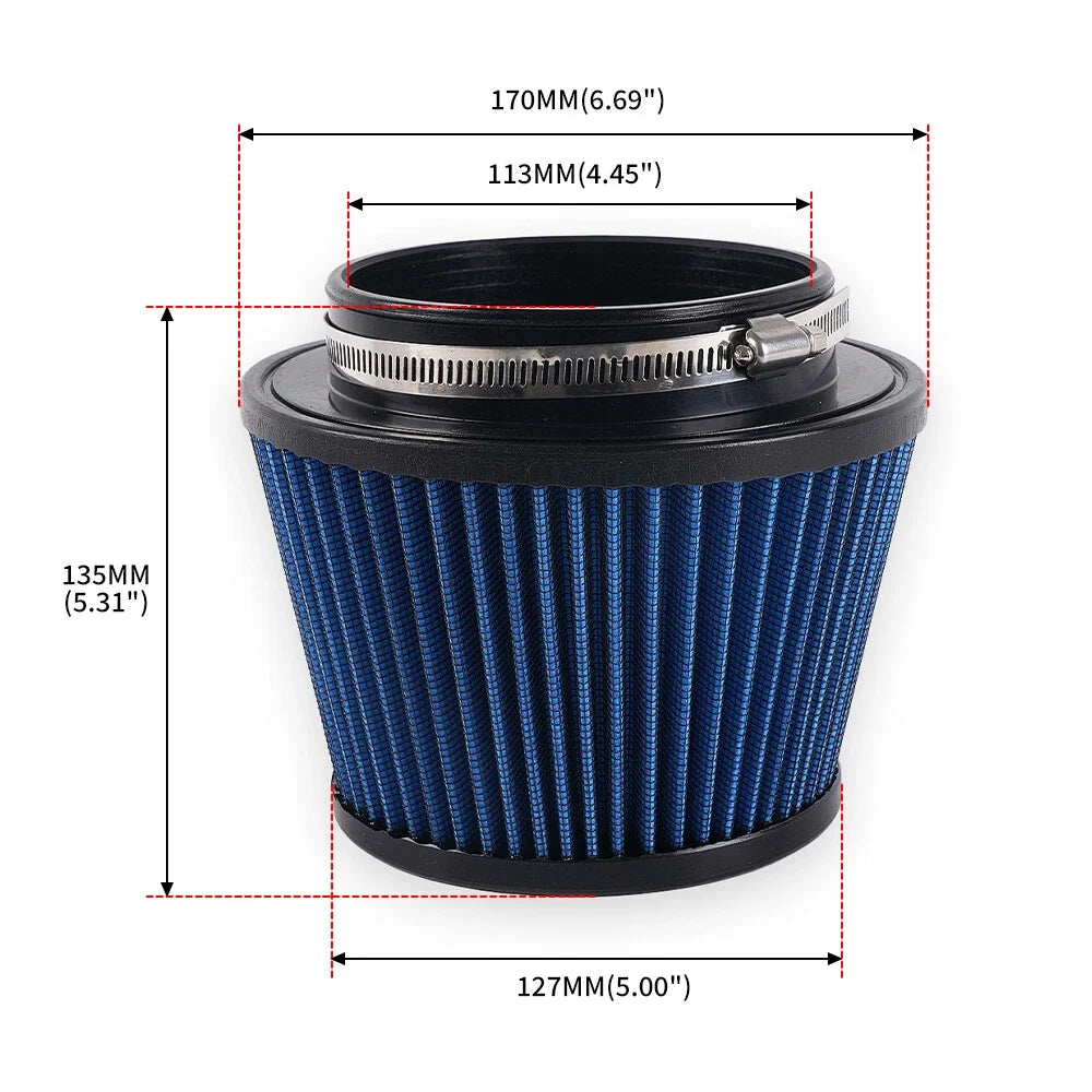 High Flow Truck Air Filter with 4.5" Inlet - Clamp-On