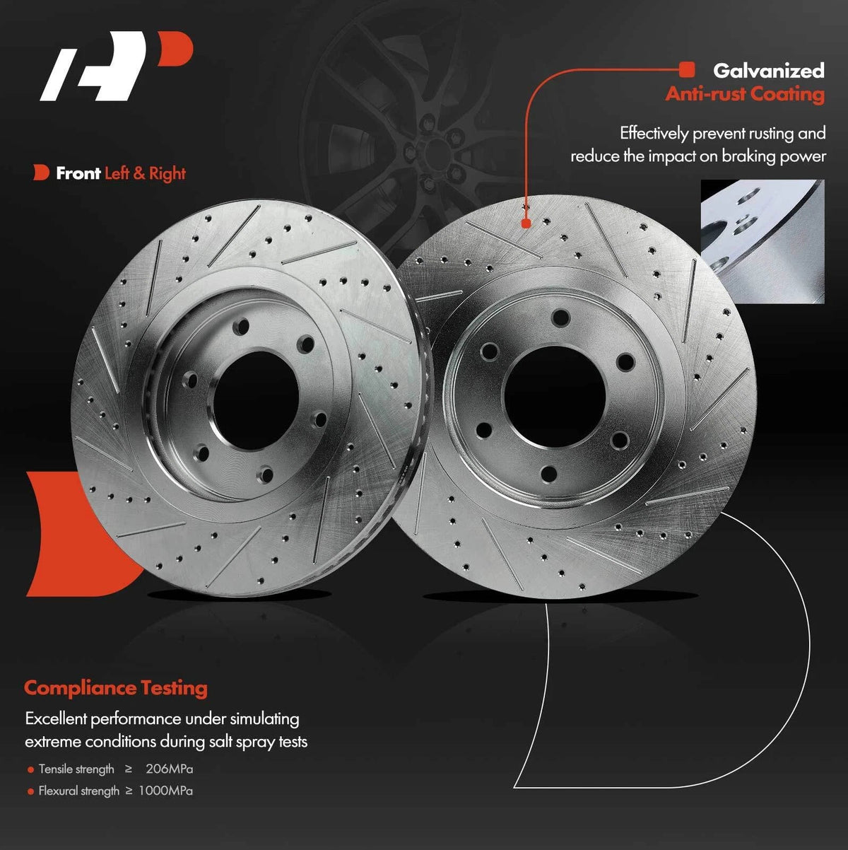 Front Brake Rotors (Drilled) for 2007-2014 Nissan Armada