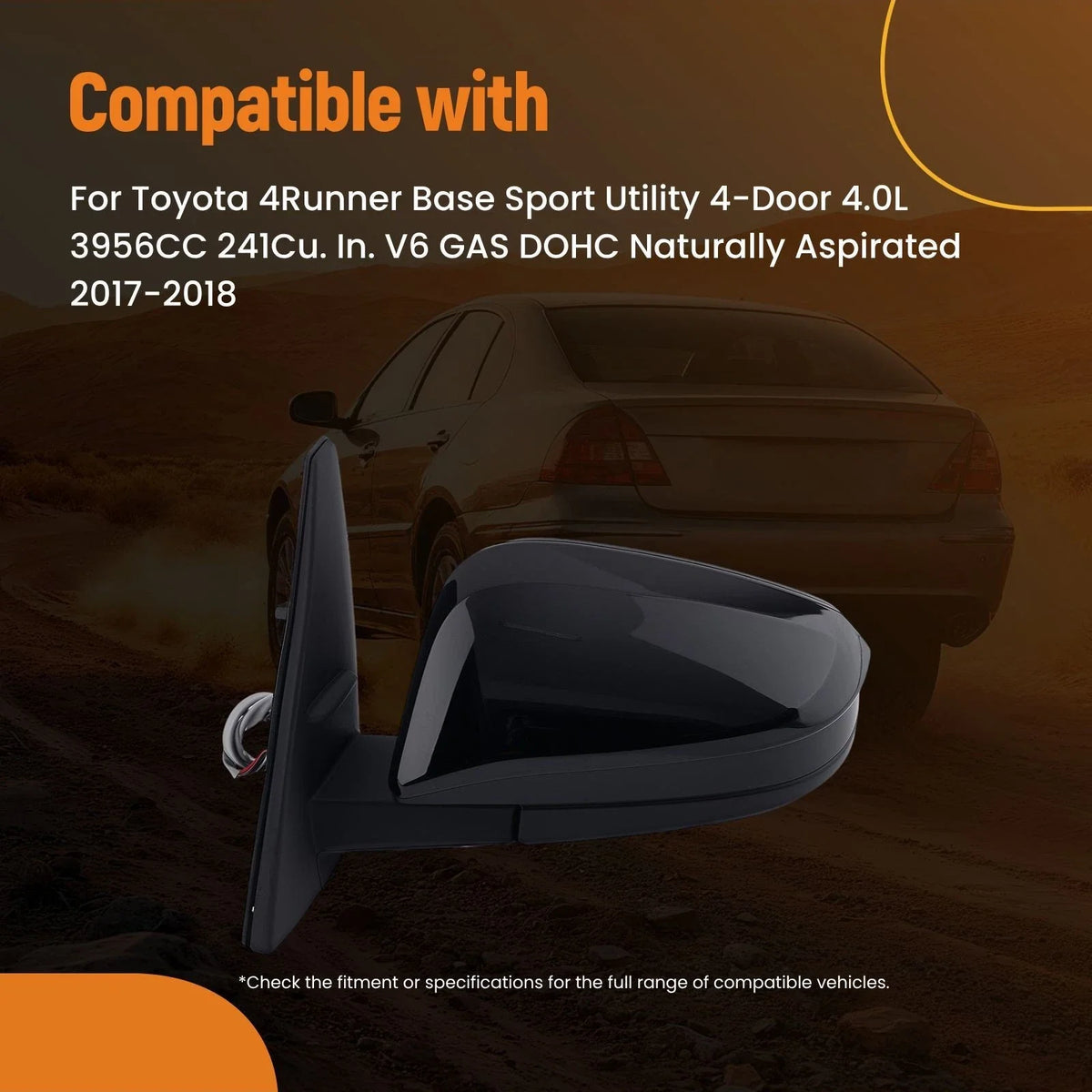 Heated Left Rear View Mirror for 4Runner (2017-2018) Toyota