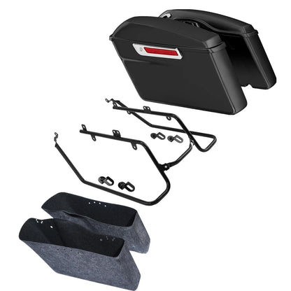 Matte Black Saddlebags & Conversion Bracket Set for 2008–2017 Harley Fat Bob