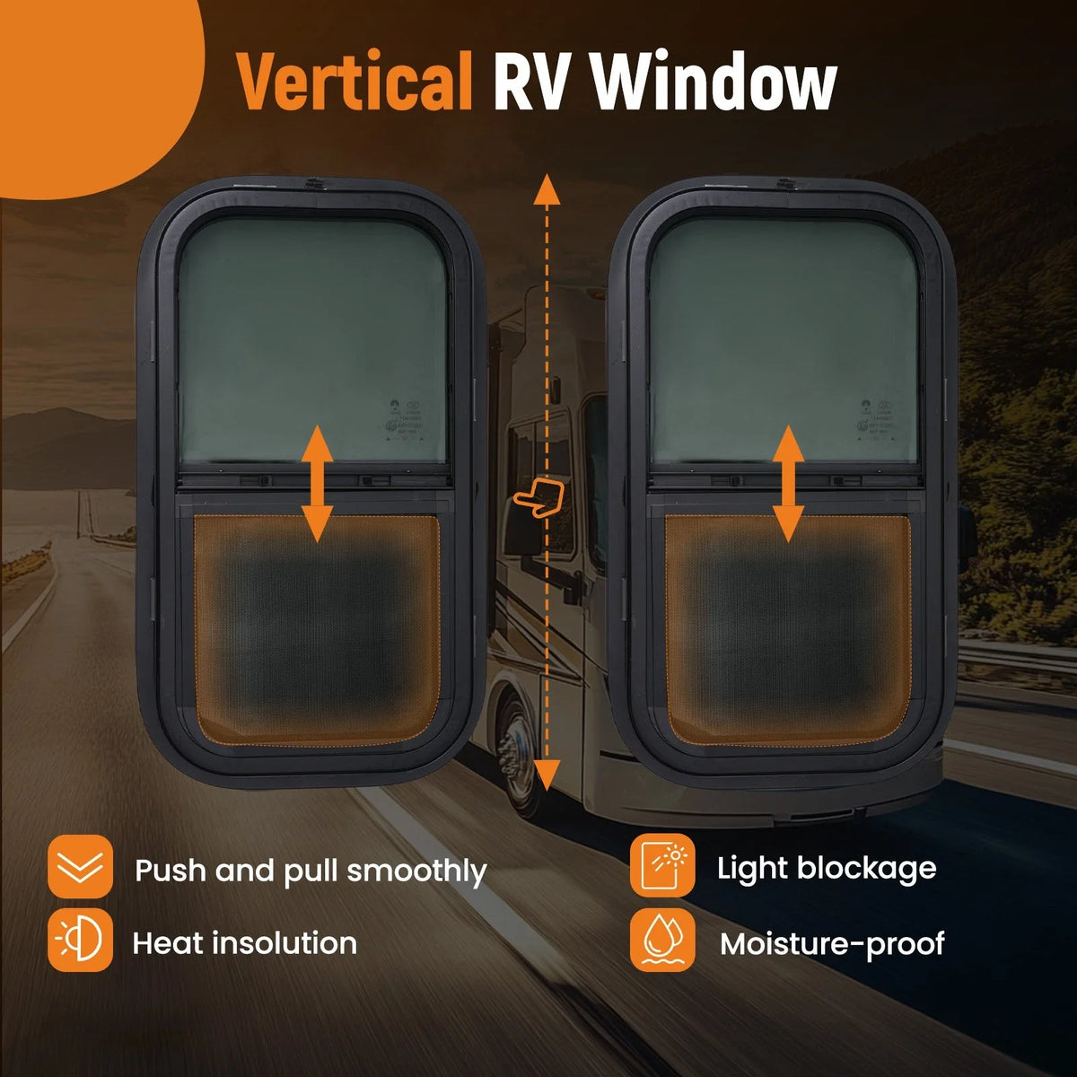 12" x 22" Vertical Windows for RV/Camper/Trailer/Cargo - 2 Pack