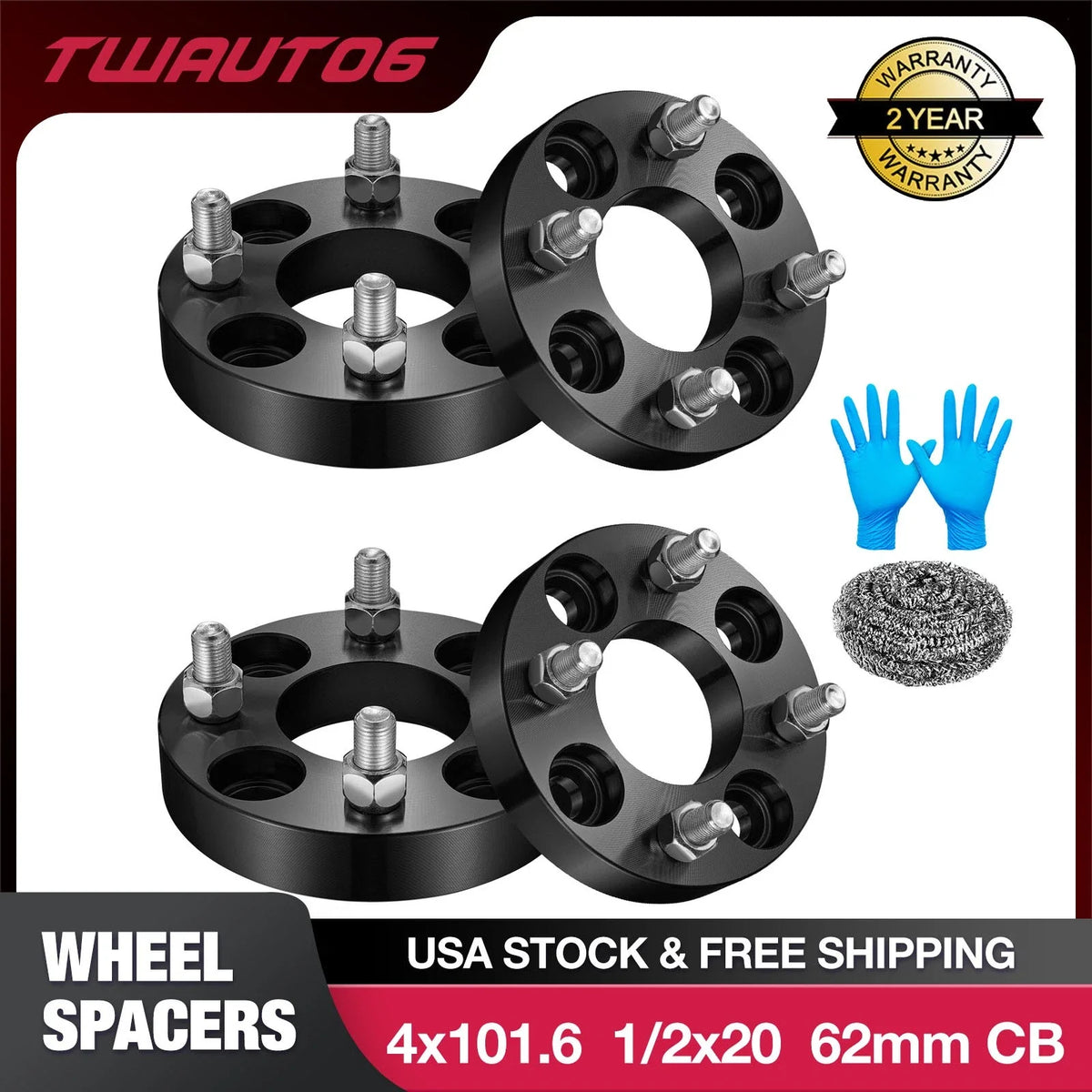 Set of 4 Wheel Spacers for Club Car EZ GO Golf Cart (4x101.6)