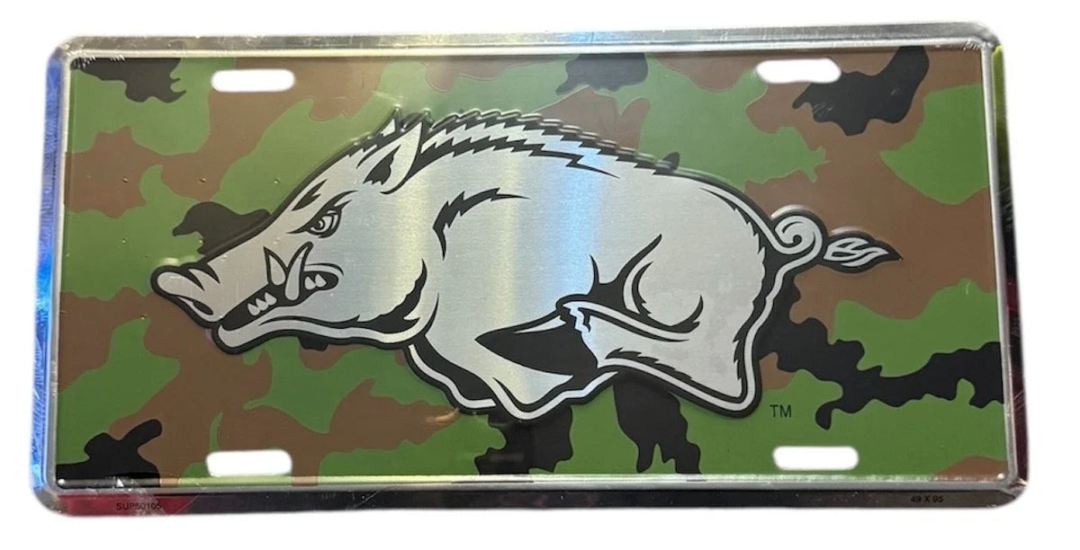 Razorback Hog Plate for Camouflage Decor (Metal, Silver Embossed)