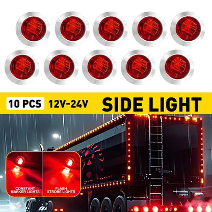 Set of 10 Red LED Side Marker Lights (3/4") for Universal Fit