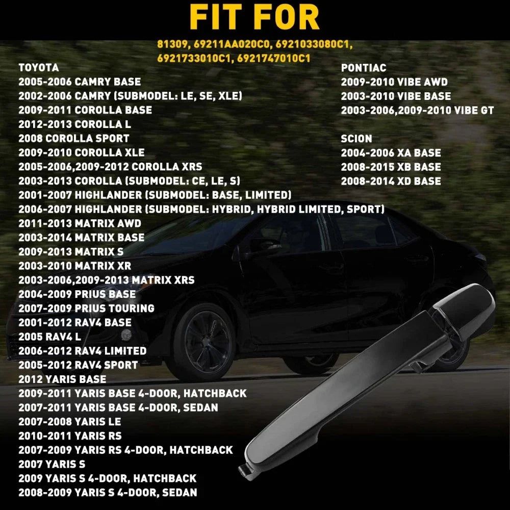 Left/Right Rear Door Handle for 2003–2013 Toyota Corolla