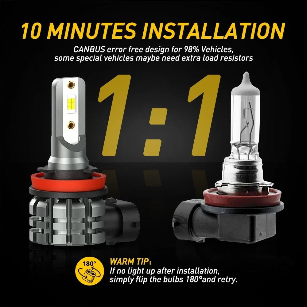 2X H11 LED Headlight Bulb for AUXITO (4000LM, Low Beam)